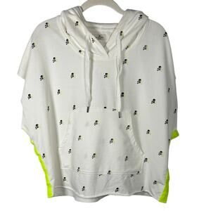 Sundays Three White Skull Cotton Blend Cropped Sleeveless Hoodie Women's Medium